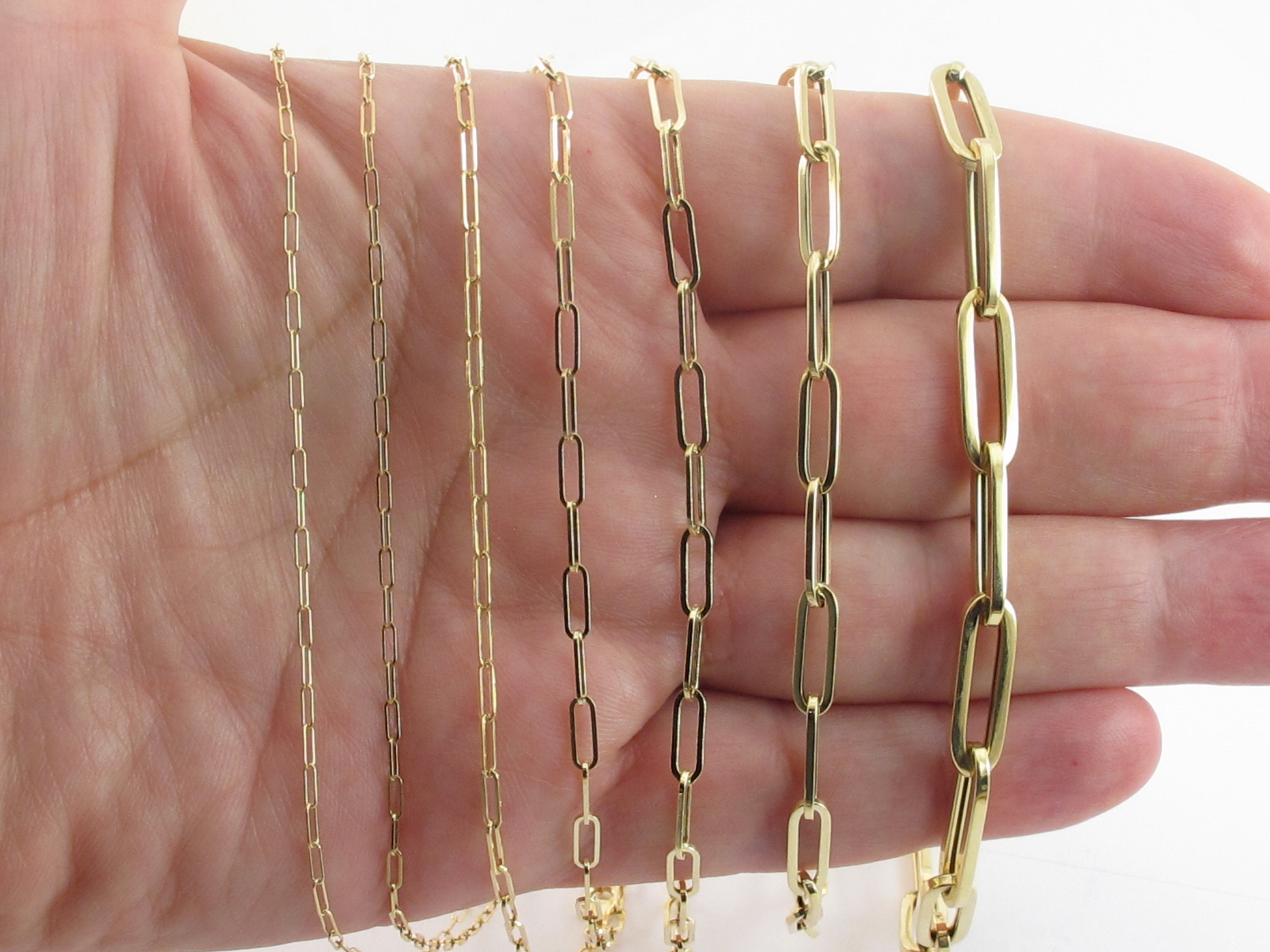 14K Gold Extra Large Paper Clip Chain Necklace 14K Yellow Gold / 20 +$180