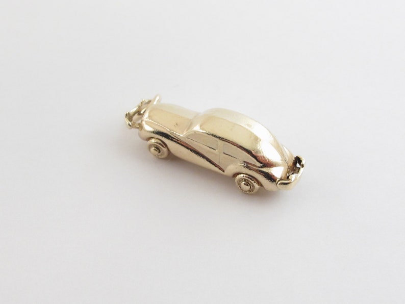 14k Yellow Gold Vintage Car Charm Pendant Car With Moving Wheels