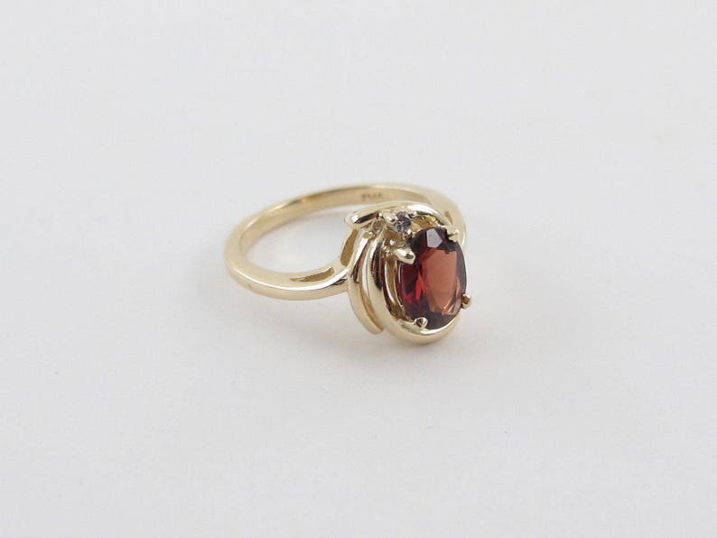14k Yellow Gold Diamond And Garnet Ring 14k Yellow Gold Gemstone Ring