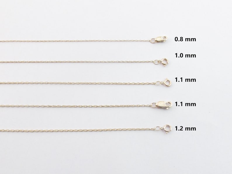 14k Yellow Gold Rope Chain - 18 Inch (0.8-1.2 Mm) - Etsy