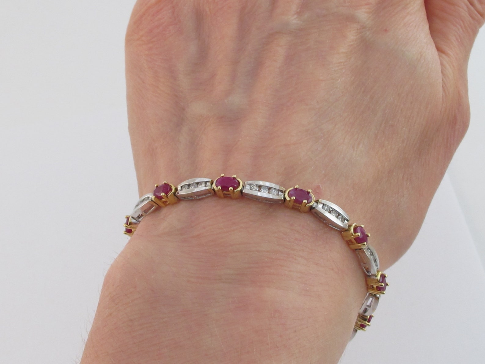 14k Yellow Gold Diamond and Ruby Tennis Bracelet Elegant Two Etsy