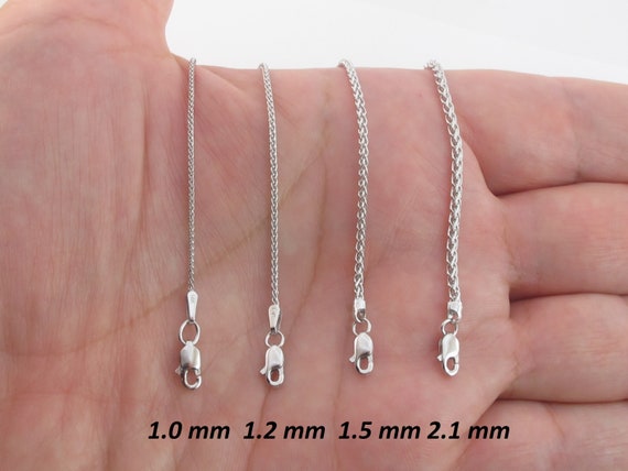 Jewel Tie Solid 14K White Gold Solid 1mm Braided Square Wheat Necklace Chain with Secure Lobster Clasp Jewel Tie Solid 14K White Gold Solid 1mm Braided Square Wheat Necklace Chain with Secure Lobster Clasp