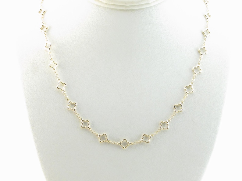 14k Solid Yellow Gold Irish Clover Bracelet And Necklace - 7" , 18" image 3