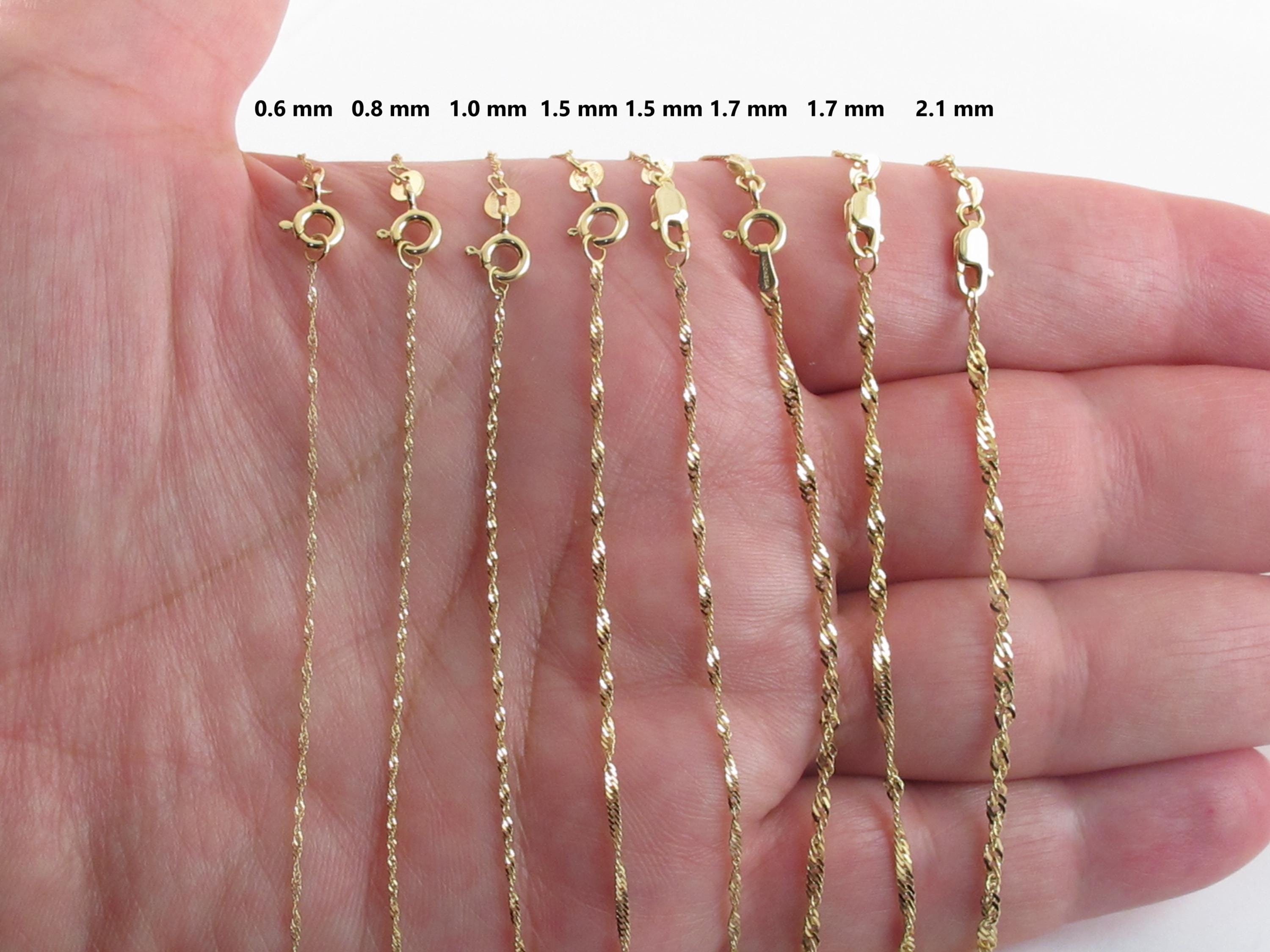 14k Solid Yellow Gold Singapore Chain Necklace 16