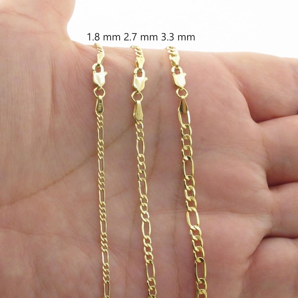 14k Yellow Gold Figaro Chain Necklace (1.8mm, 2.7mm , 3.3 mm)