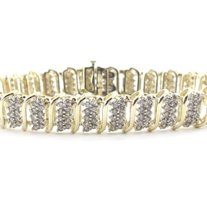 10k Yellow Gold Diamond Tennis Bracelet 4.00 carats