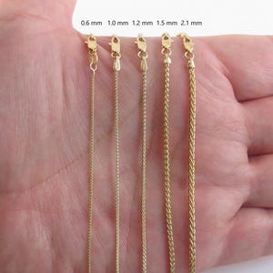 14k Solid Yellow Gold wheat Chain Necklace 16&quot; 18&quot; 20&quot; 22&quot; 24&quot; - 0.6 mm to 2.1 mm Fancy Chain For Pendant
