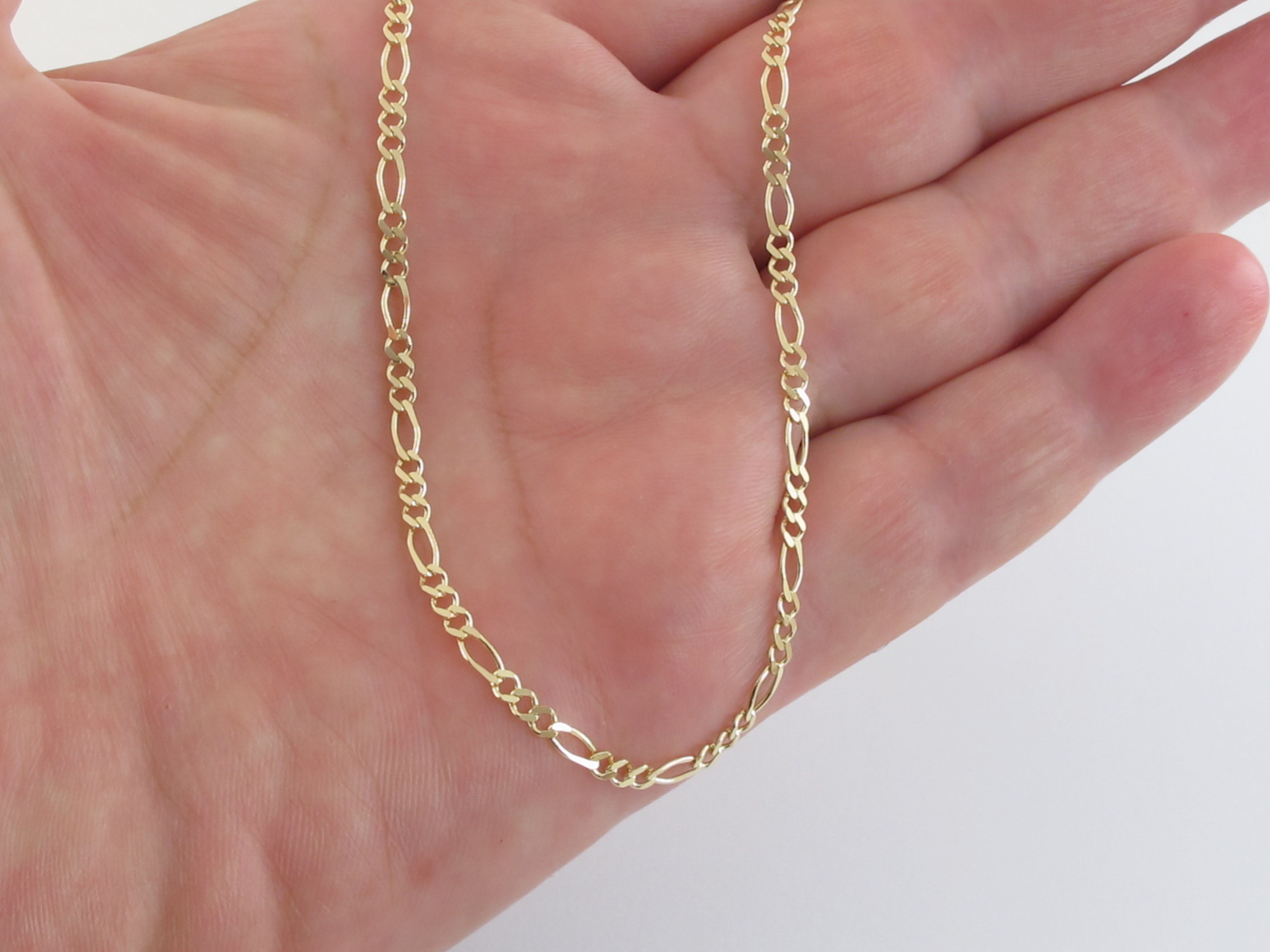 14k Solid Yellow Gold Figaro Link Ankle Bracelet 10 Etsy