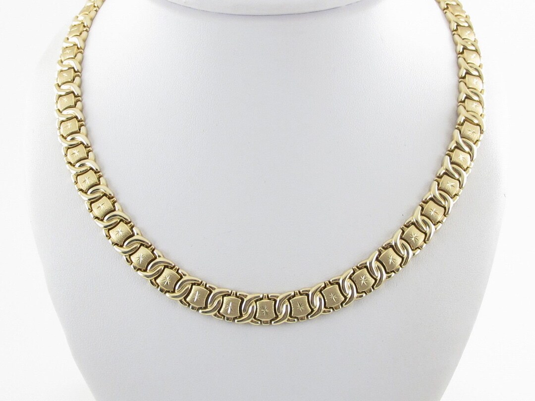 14K Yellow Gold X and O Necklace 18 32.00 Grams 10 Mm Etsy