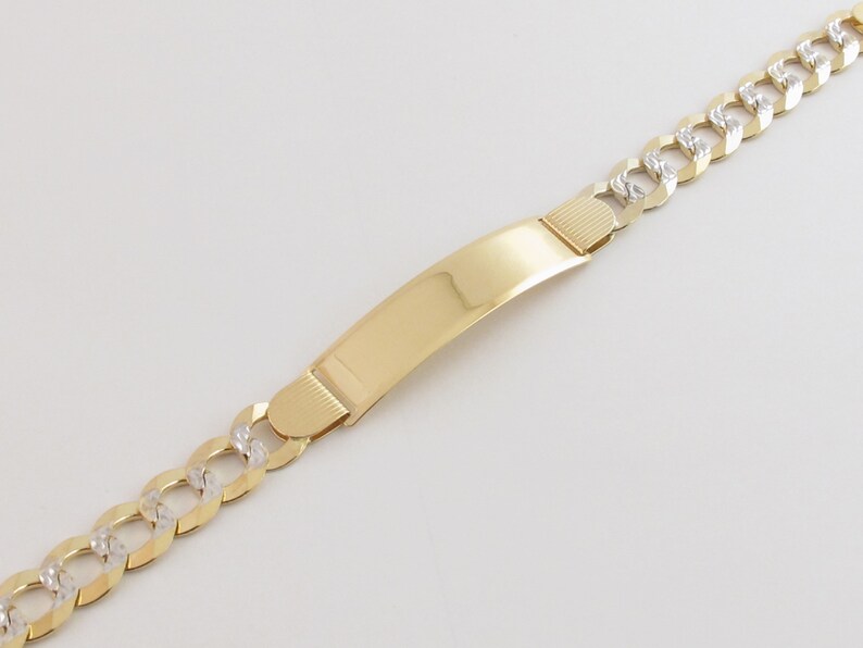 14k Solid Gold Men's Cuban Link ID Bracelet 8 8 Etsy