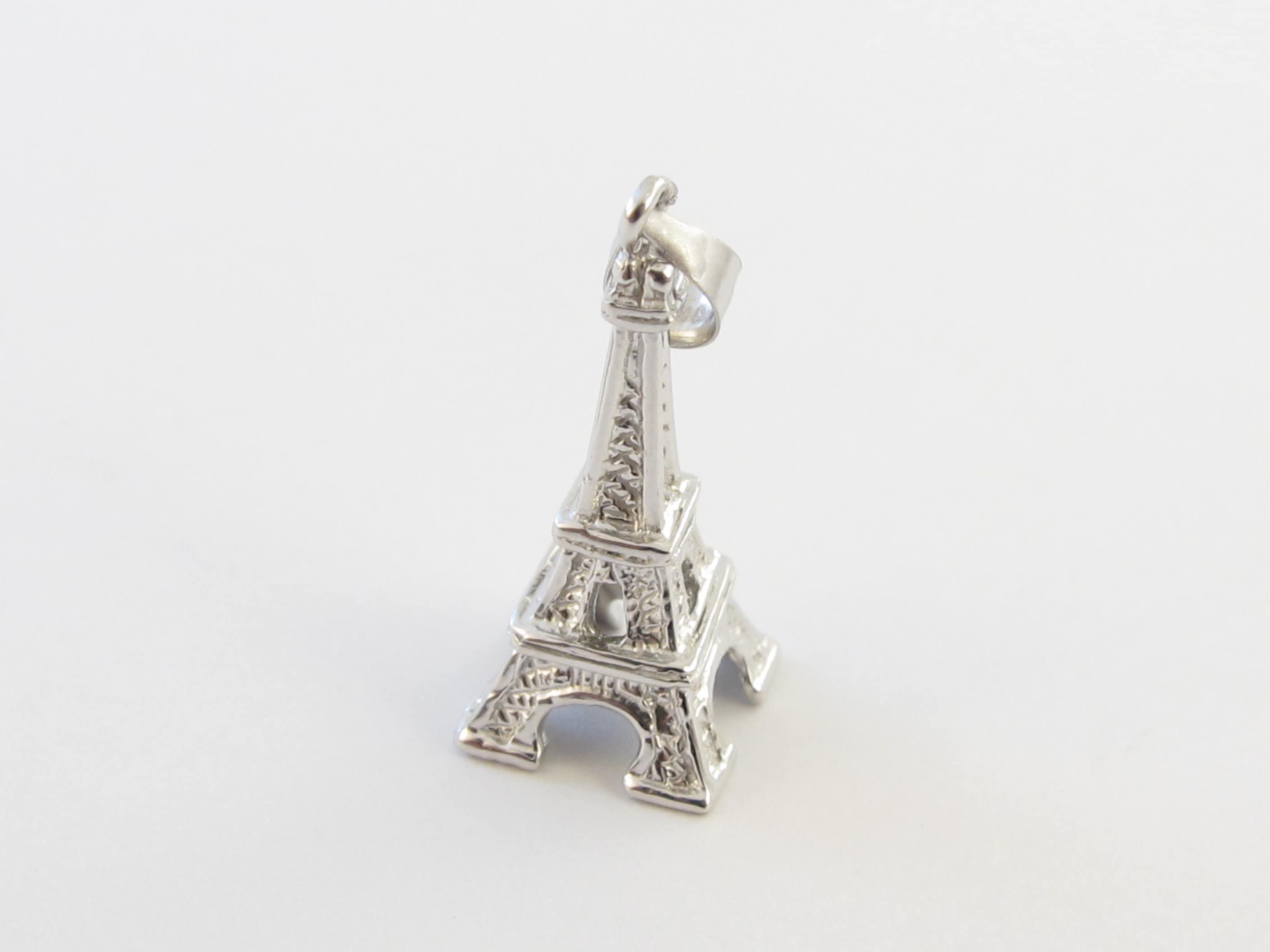 14 k or blanc 3D tour Eiffel pendentif Charm 14 k k 14 or blanc 3D tour Eiffel pendentif Charm 7afd2e