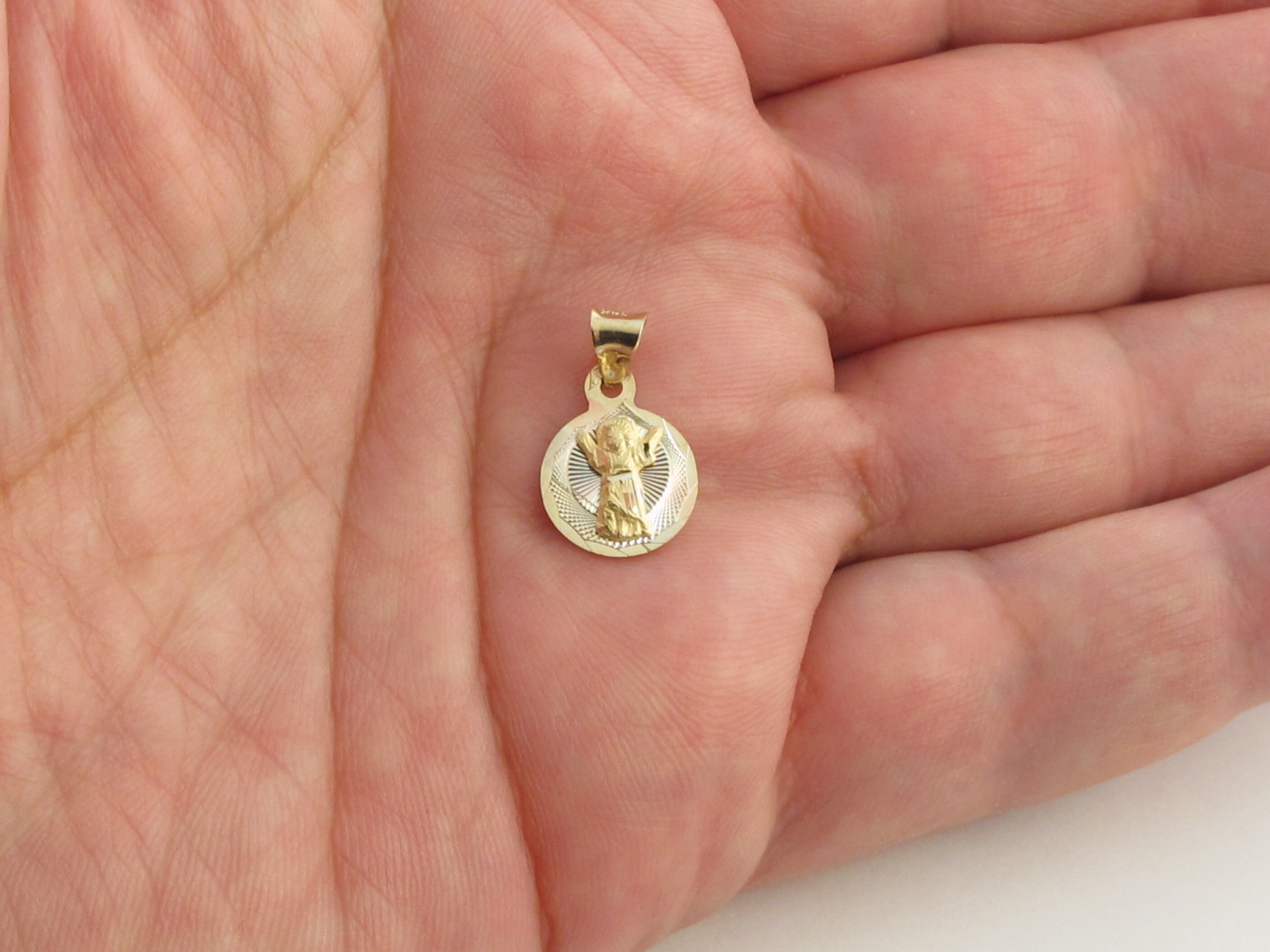 14k Yellow White Rose Gold Virgin Mary Charm Pendant - Lady of ...