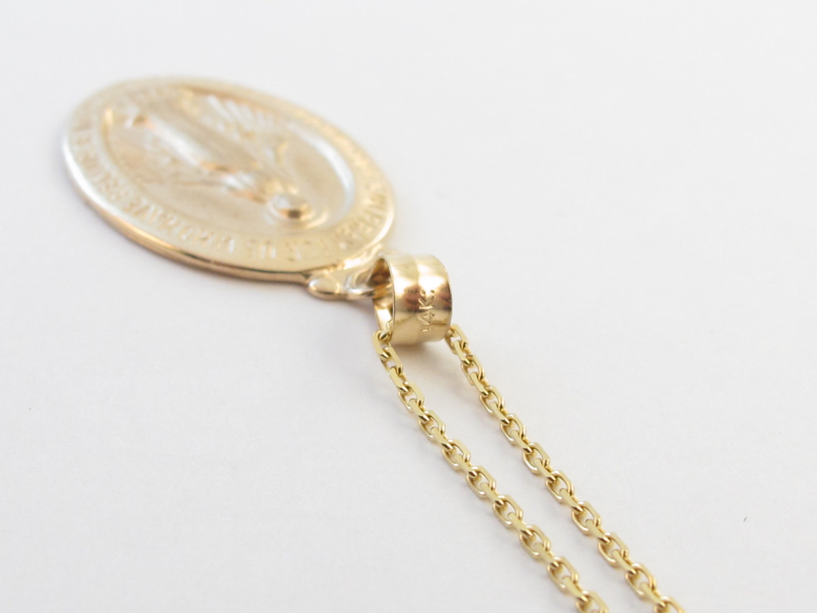 Real 14k Solid Yellow Gold Virgin Mary Pendant Necklace 16" 18" 20 ...