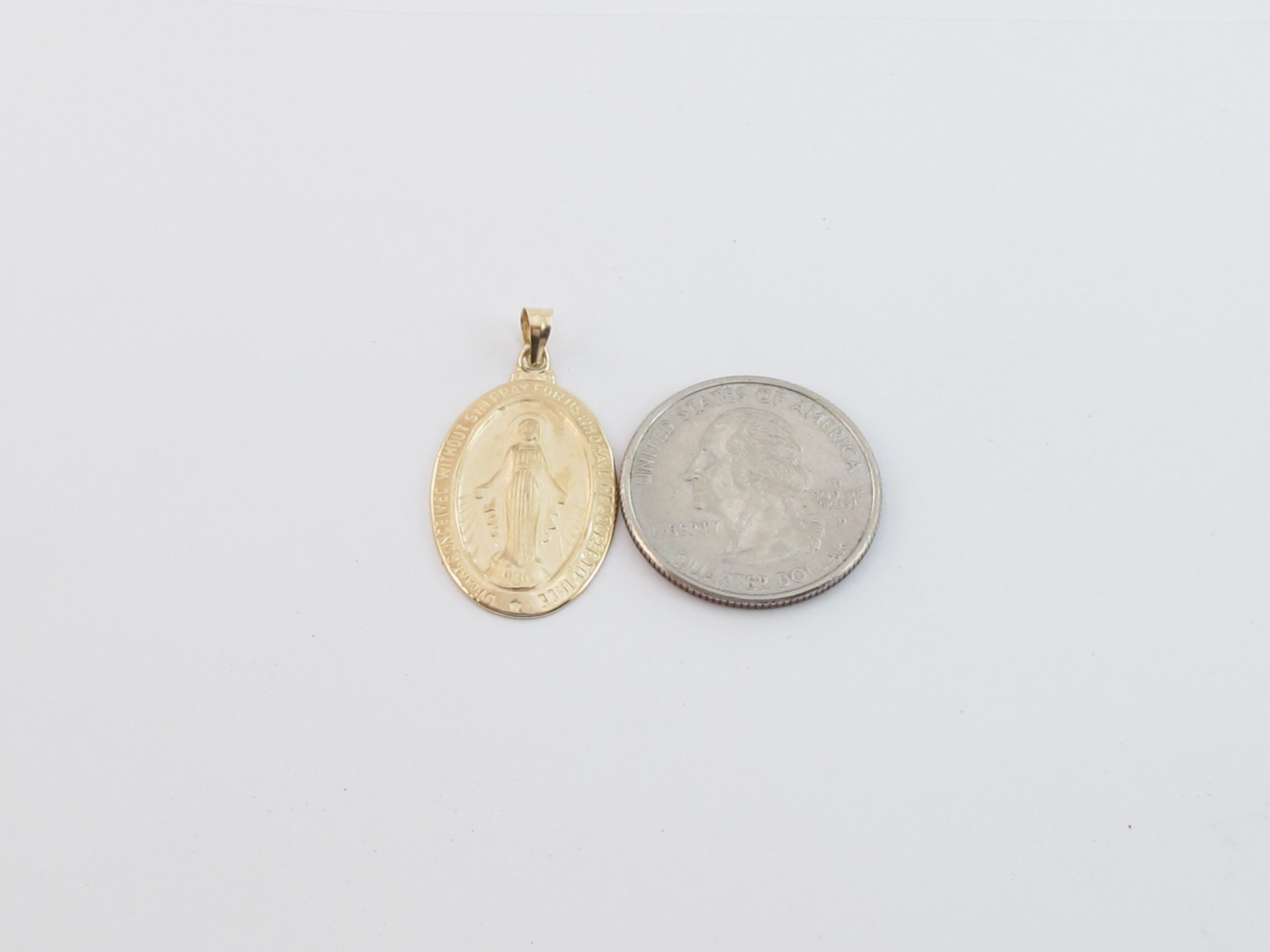 Real 14k Solid Yellow Gold Virgin Mary Pendant - Etsy