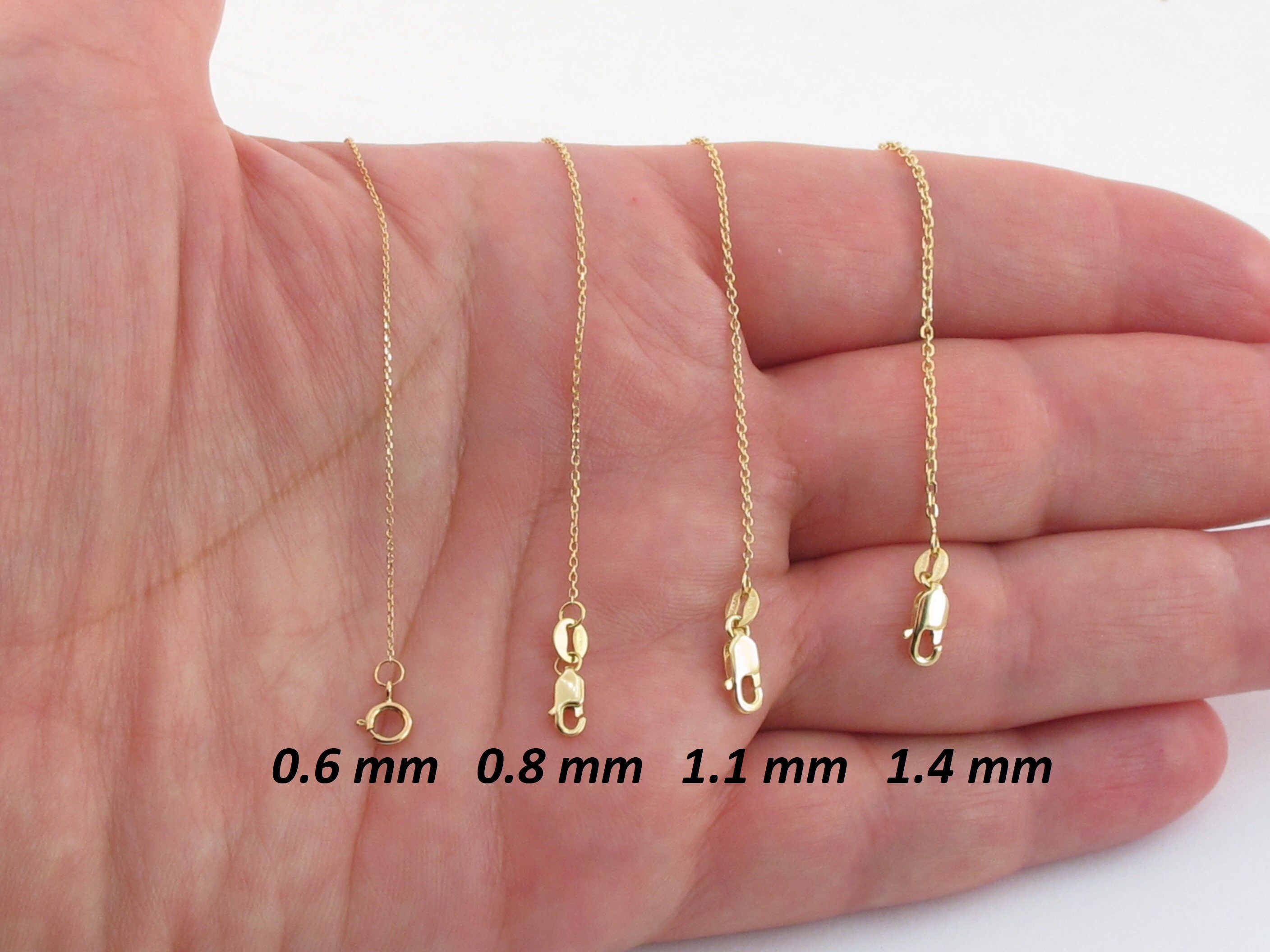14Kt 14K White Solid Gold 16 18 20 24 1.8mm Cable Necklace Chain Lobster 14Kt 14K White Solid Gold 16 18 20 24 1.8mm Cable Necklace Chain Lobster
