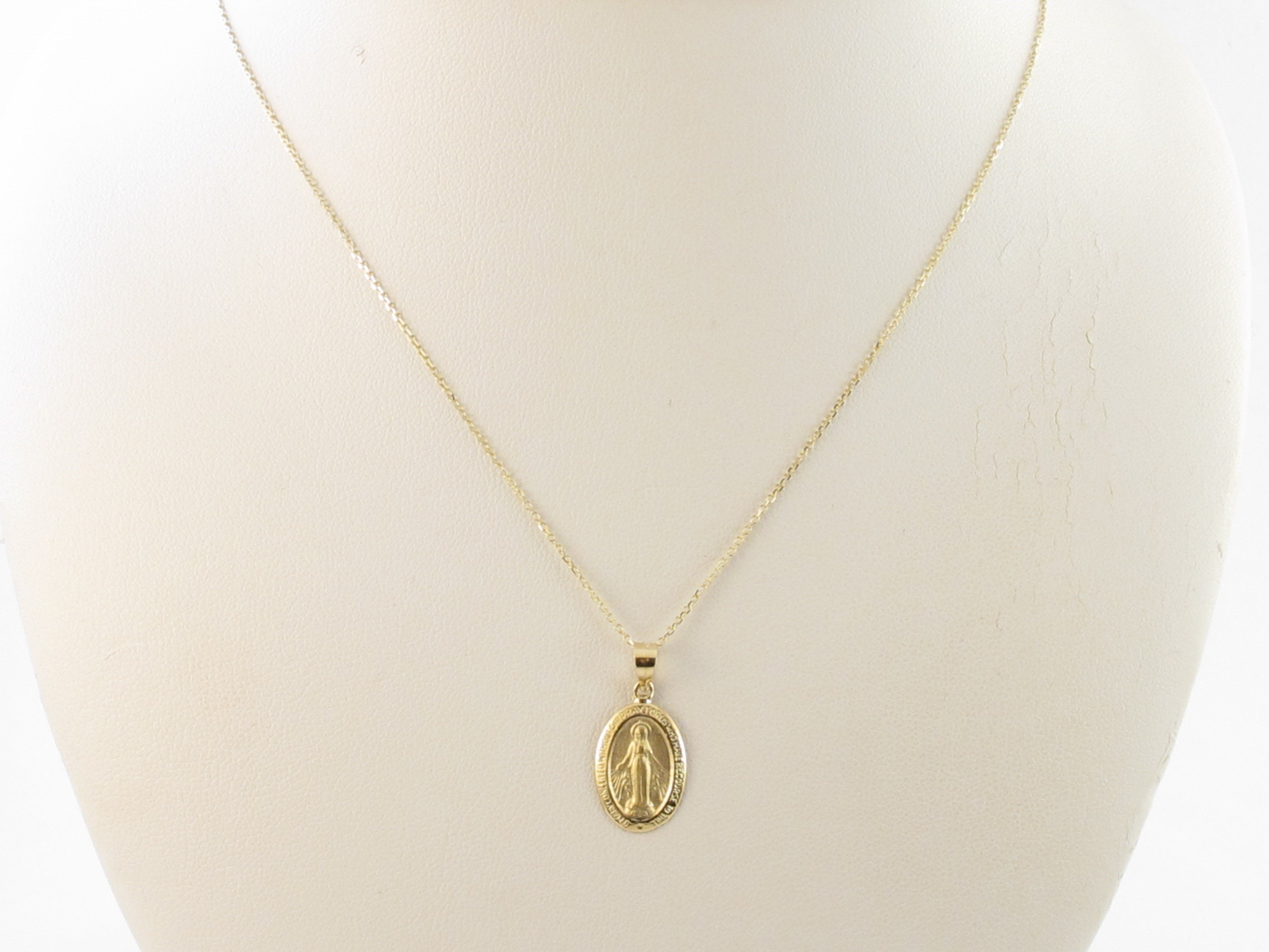 14k Solid Yellow Gold Virgin Mary Pendant Necklace: Baptism Gift - Etsy