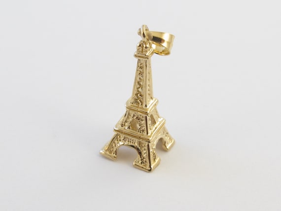 Paris Eiffel Tower Charm 14k Solid Yellow Gold - Available In White Gold