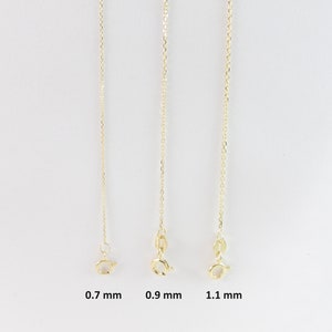 14k Solid Yellow Gold Cable Chain 16 18 20 0.6 mm , 0.8 mm , 1.1 mm Shiny Diamond Cut Chains image 2