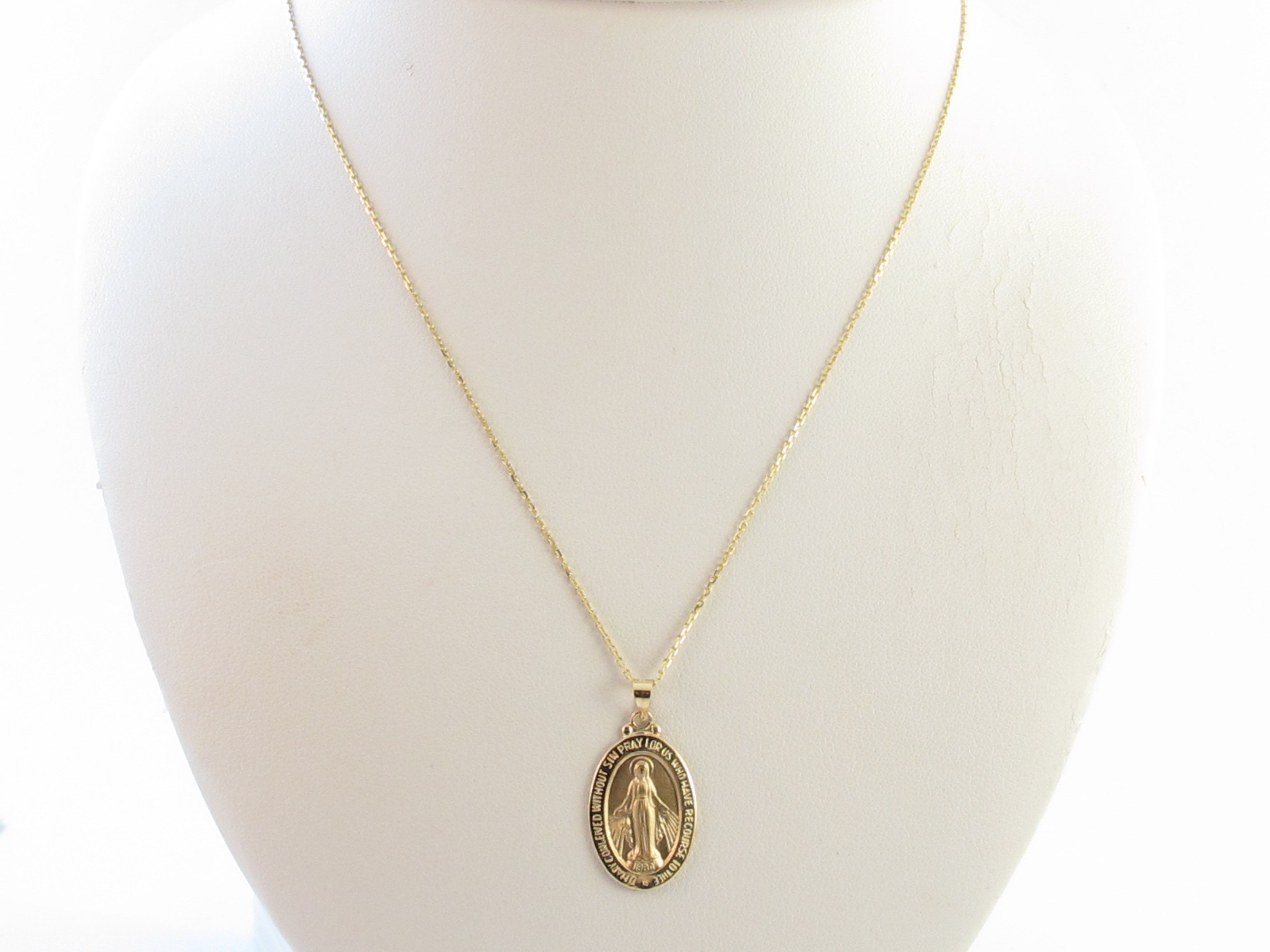 Real 14k Solid Yellow Gold Virgin Mary Pendant Necklace 16" 18" 20 ...