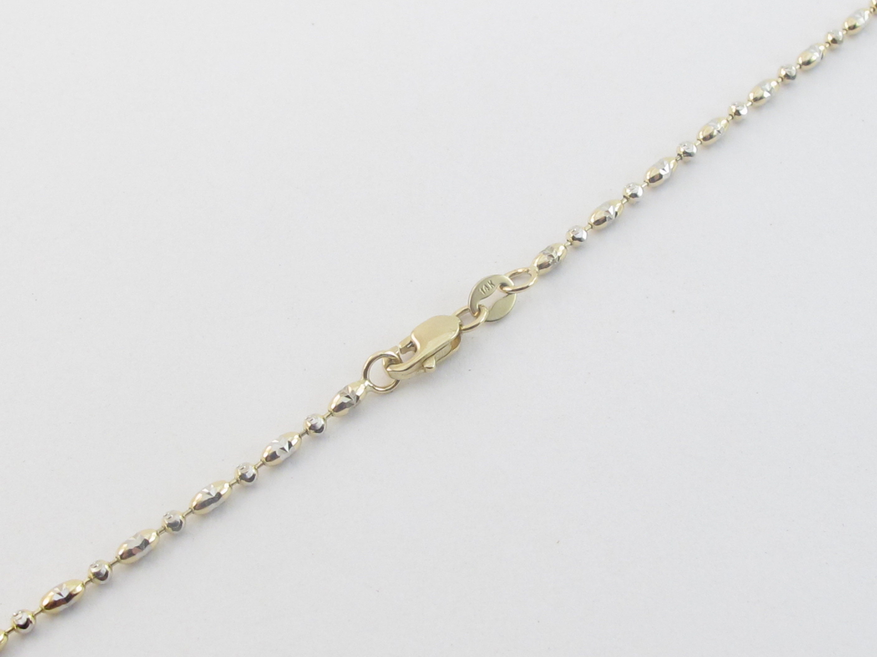 14k Yellow and White Gold Ball Bead Chain 16 18 20 24 Wonderful Shiny Bead  Necklace 