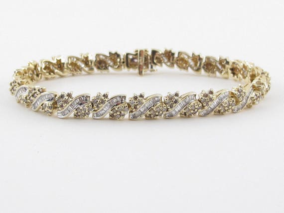 14K Yellow Gold Diamond Tennis Bracelet Elegant Diamond | Etsy