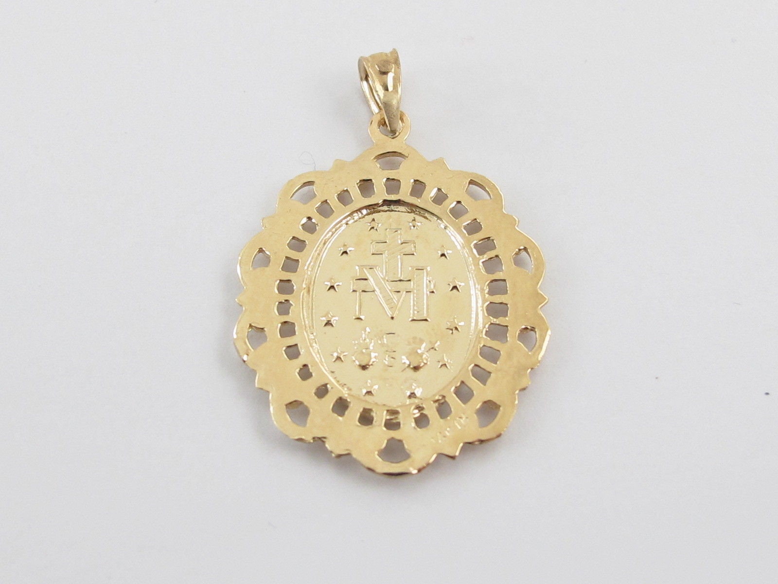 14k Solid Yellow Gold Virgin Mary Medal Pendant - Etsy