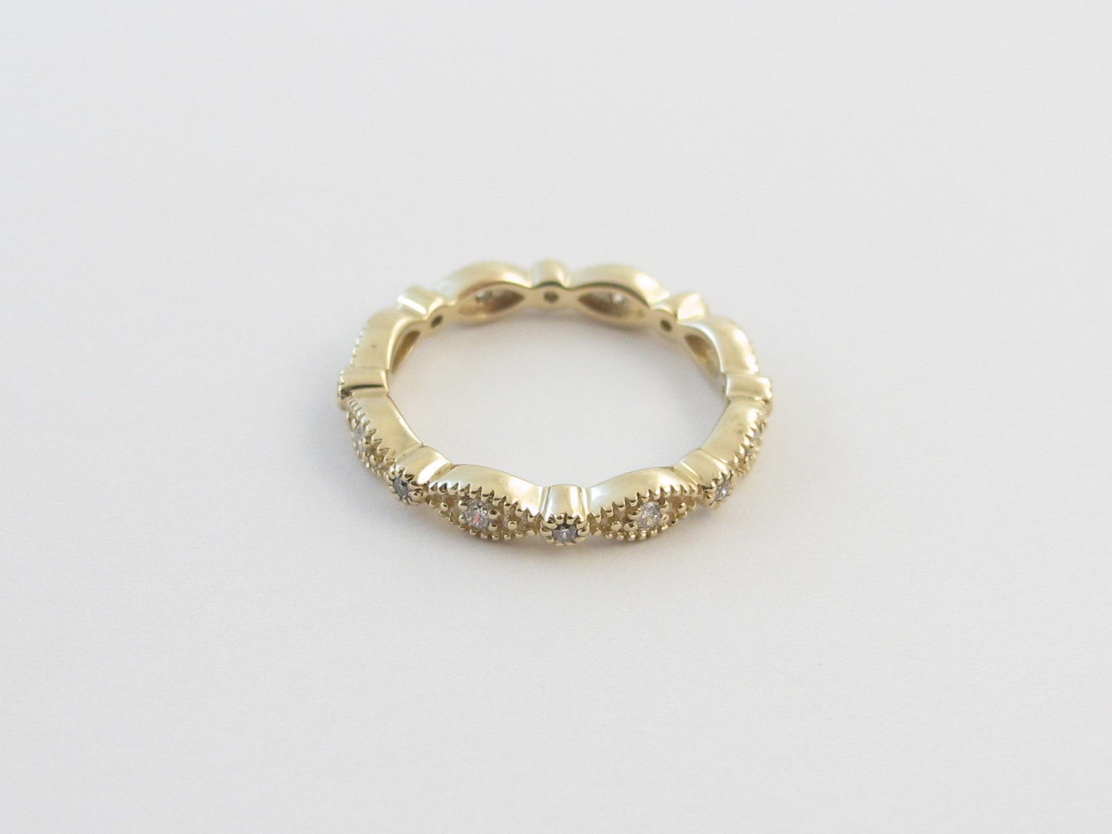 Art Deco Diamond Eternity Band 14k Yellow Gold Ring | Etsy