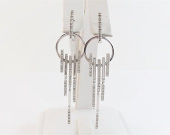 Diamond Chandelier Earrings 14k White Gold 1.00 carat