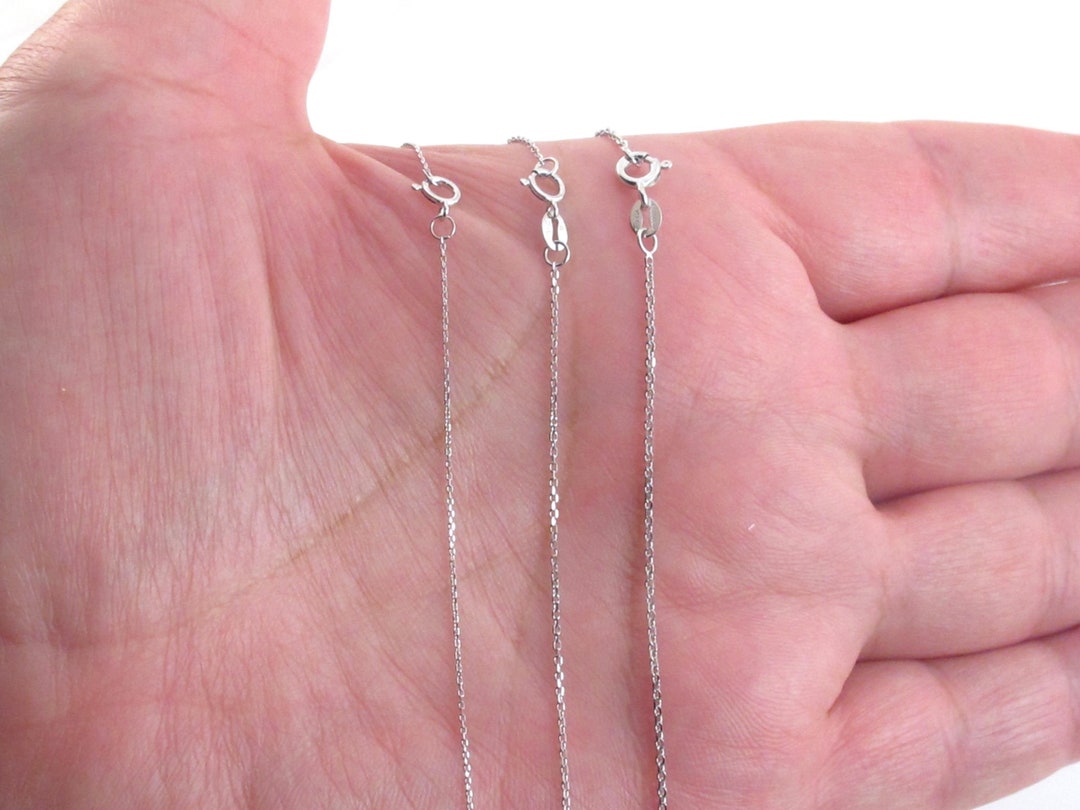 Double Extendable Diamond Cut Cable Chain in White Gold (0.68 mm) main image 1