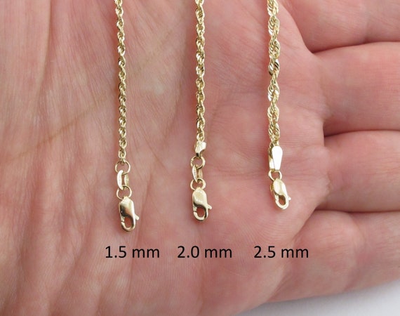 14k Yellow Gold Diamond Cut Rope Chain 16 18 20 22 24 -  Denmark