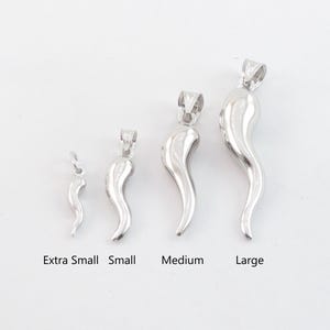 14k White Gold Italian Horn Pendant: Good Luck Charm