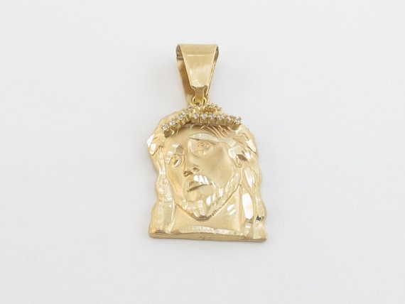 14k Yellow Gold Christ Head Pendant 