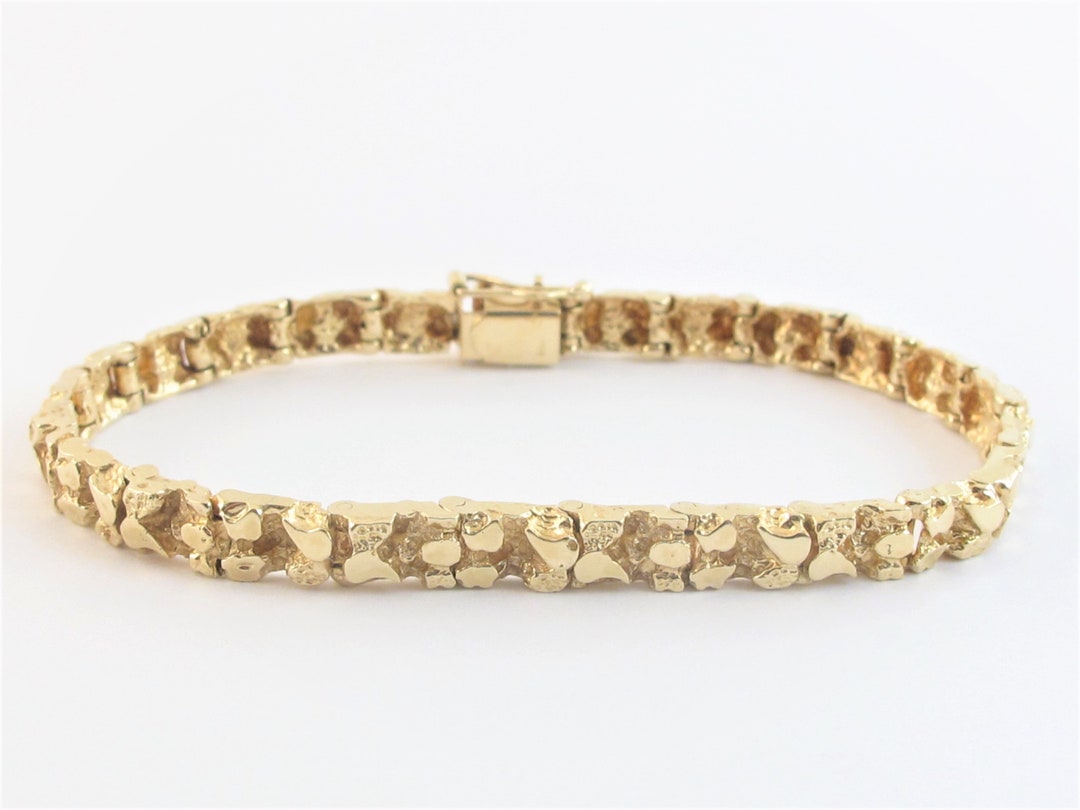 Gold nugget bracelet 14k for sale best sale