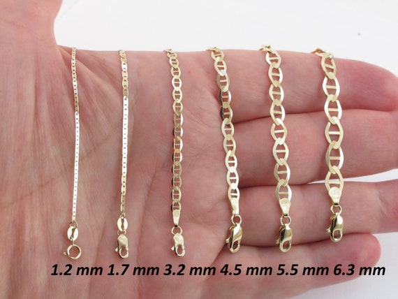 14k Solid Yellow Gold Anchor Link Chain 16,18,20, 22 24 1.2 Mm