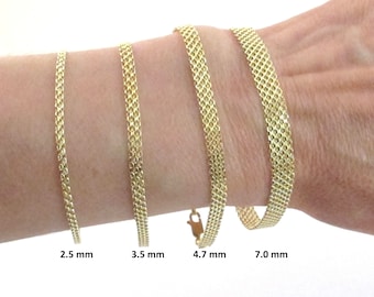 14k Solid Yellow Gold Bismark Bracelet - Thin Dainty Style