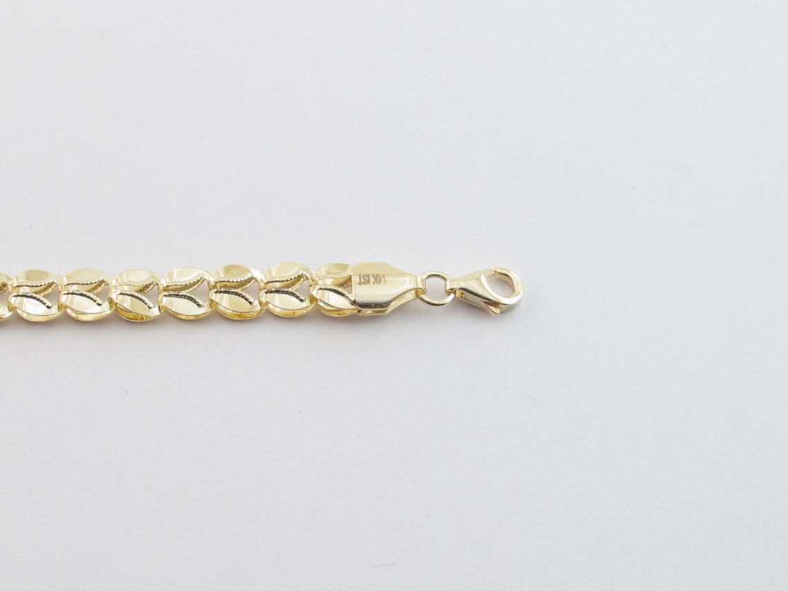 14k Yellow Gold Leaf Design Bracelet Stylish Shiny Bracelet Etsy