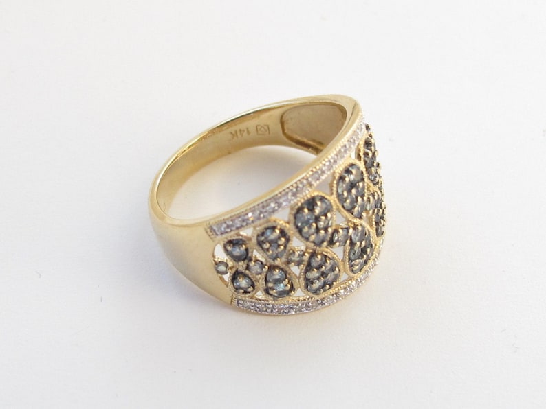 14K Yellow Gold Diamond And Tsavorite Ring Elegant Gemstones Ring 1.00 carat