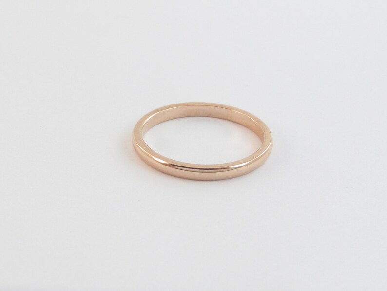 Plain Polished Dome 2 mm Wide Available in Yellow White And Rose Gold 14k Solid Gold Wedding Band