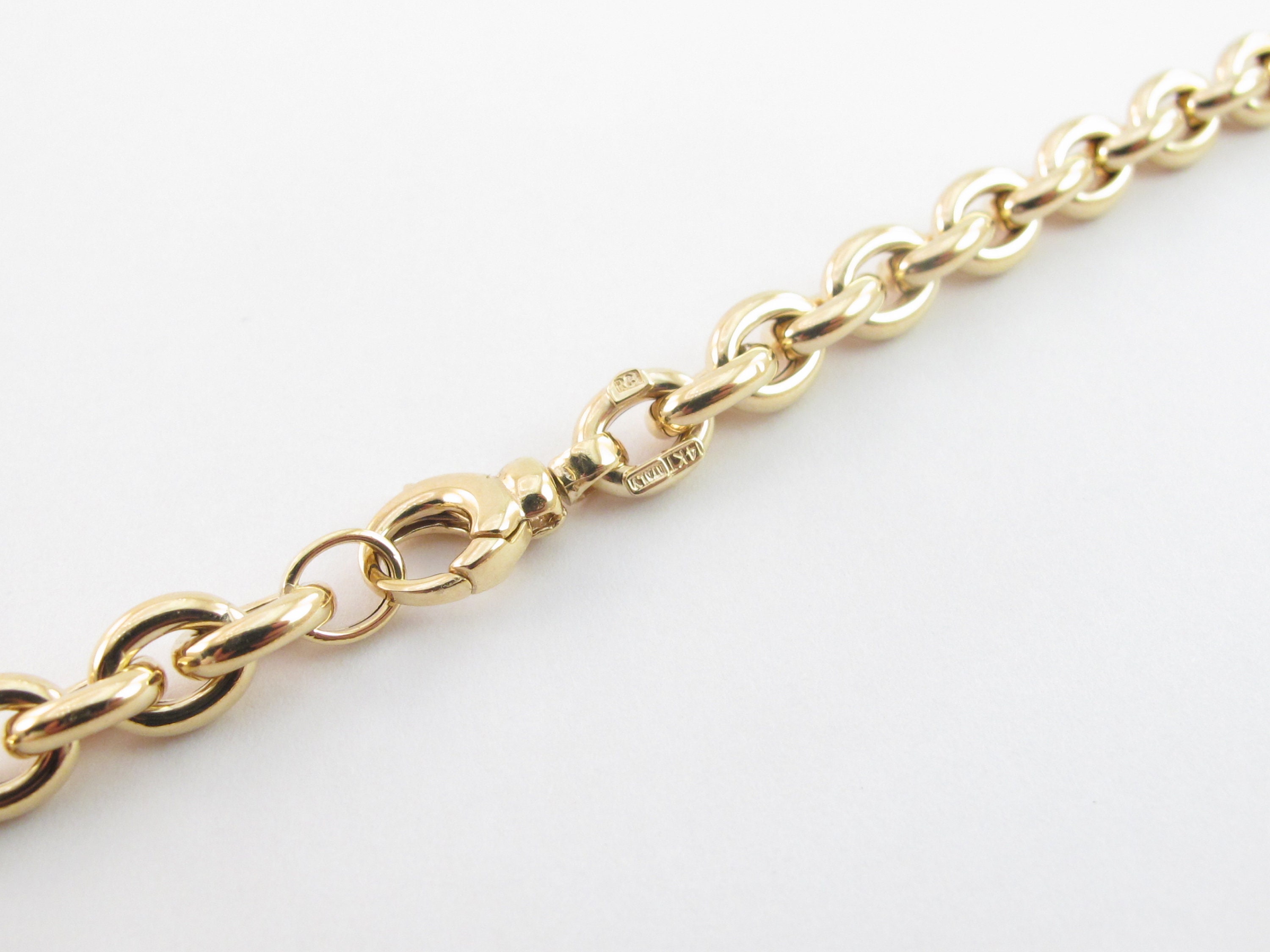 14k Yellow Gold Rolo Link Bracelet And Necklace 6 mm , 8 mm wide 7