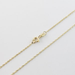 Singapore Chain Necklace 14k Yellow Gold 0.8 mm ,1.0 mm , 1.5 mm , 1.7 mm Available In 16 18 20 22 24 Round Spring clasp image 5