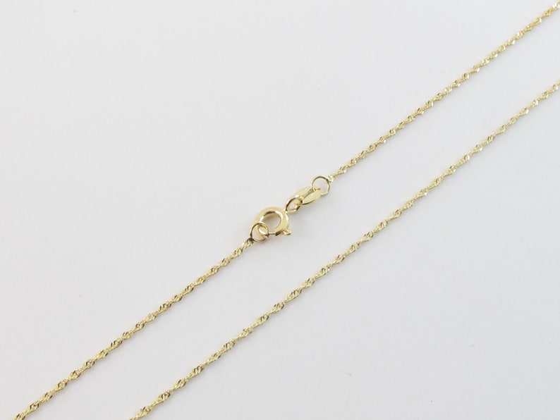 Singapore Chain Necklace 14k Yellow Gold 0.8 mm ,1.0 mm , 1.5 mm , 1.7 mm Available In 16 18 20 22 24 Round Spring clasp image 5