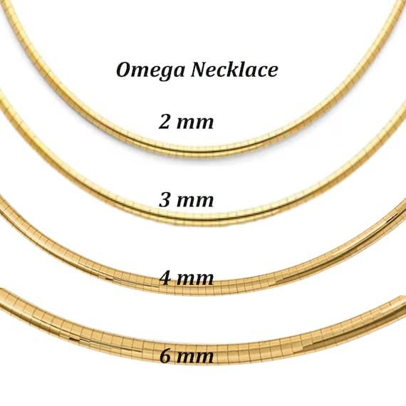 14k Yellow Gold Classic Omega Necklace 16 1820 2 Mm 6 Mm Wide Shiny Omega  Chain for Women - Etsy