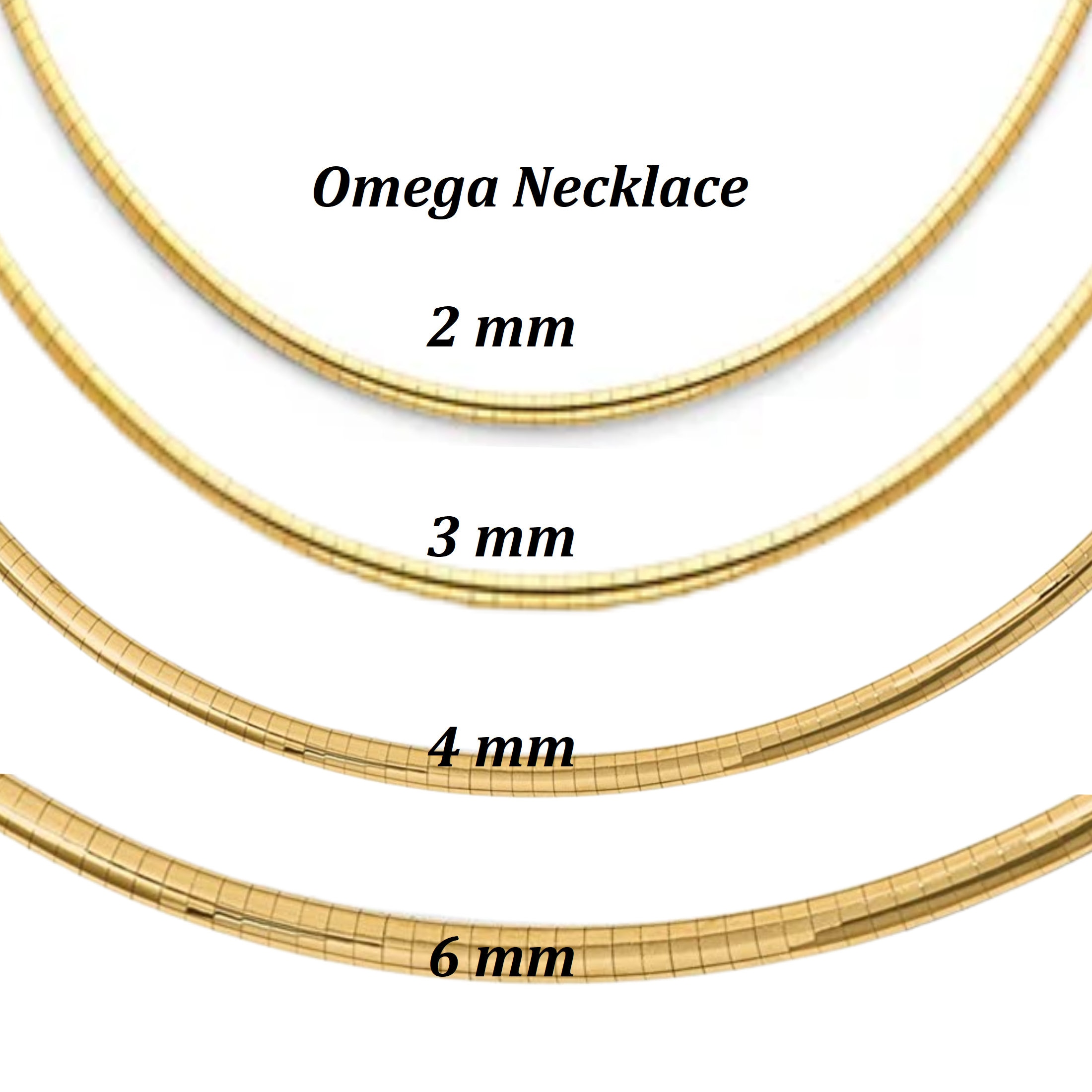 14k Yellow Gold Classic Omega Necklace 16 1820 2 Mm 6 Mm Wide Shiny Omega  Chain for Women - Etsy