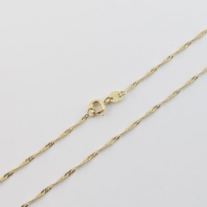 Singapore Chain Necklace 14k Yellow Gold 0.8 mm ,1.0 mm , 1.5 mm , 1.7 mm Available In 16 18 20 22 24 Round Spring clasp image 6