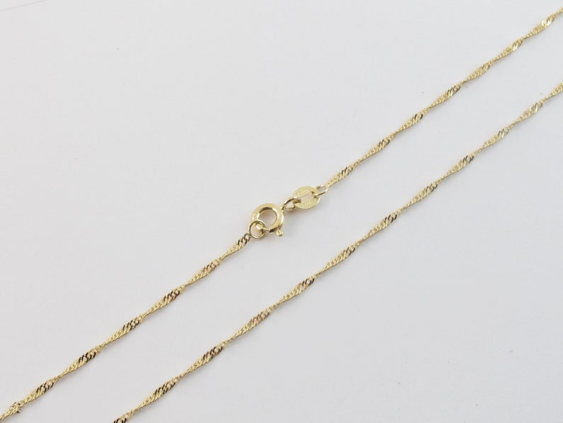 Singapore Chain Necklace 14k Yellow Gold 0.8 mm ,1.0 mm , 1.5 mm , 1.7 mm Available In 16 18 20 22 24 Round Spring clasp image 6