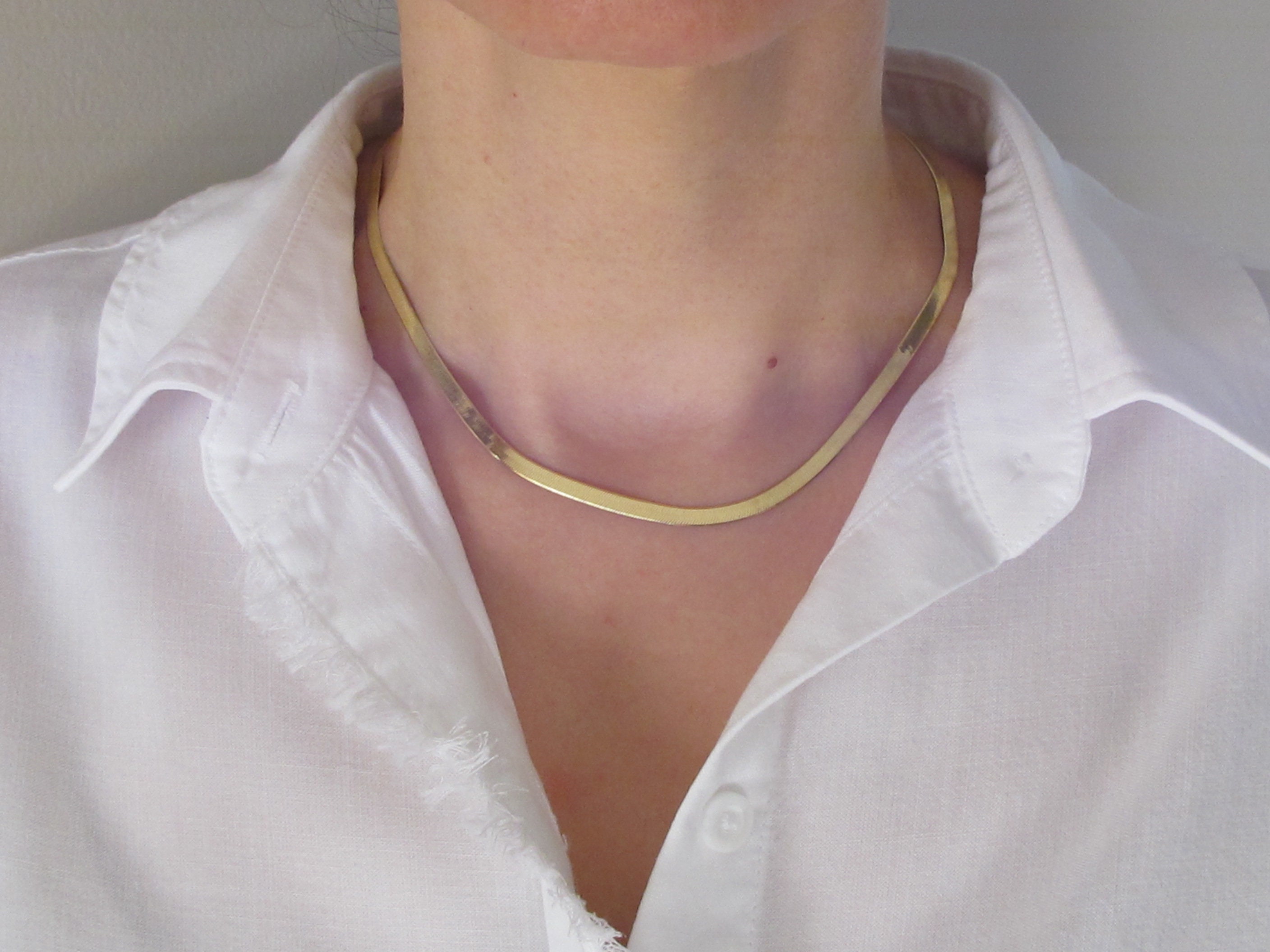 Shiny Herringbone Chain Necklace 14k 