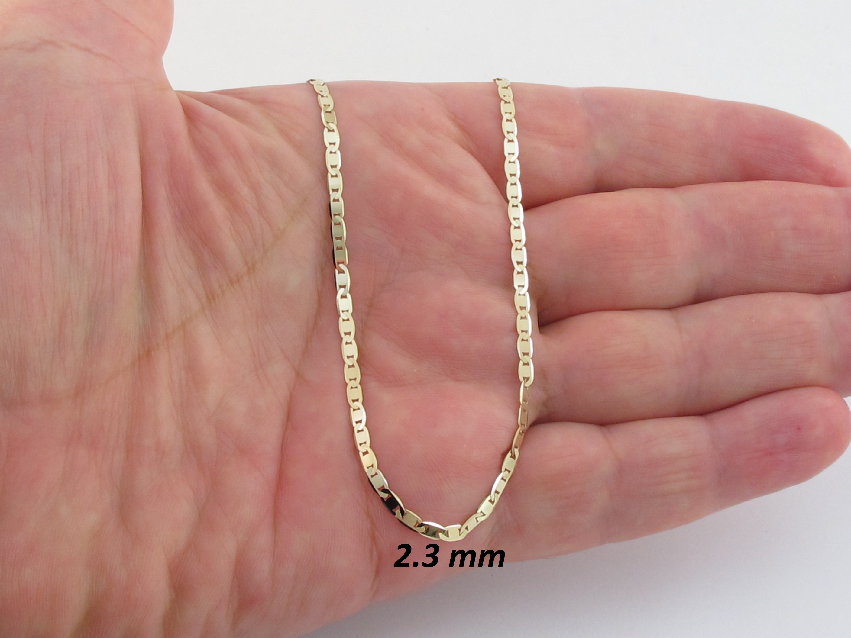 10 Karat Gelbgold Kette Massive 10 Karat Gelbgold-Ankerkette – 2,3 Mm Stark, Maritime Halskette Für Herren & Damen Massiv Goldkette