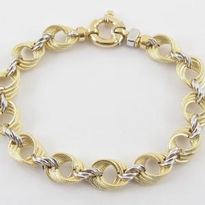 18K Yellow & White Gold Braided Rolo Link Toggle Bracelet