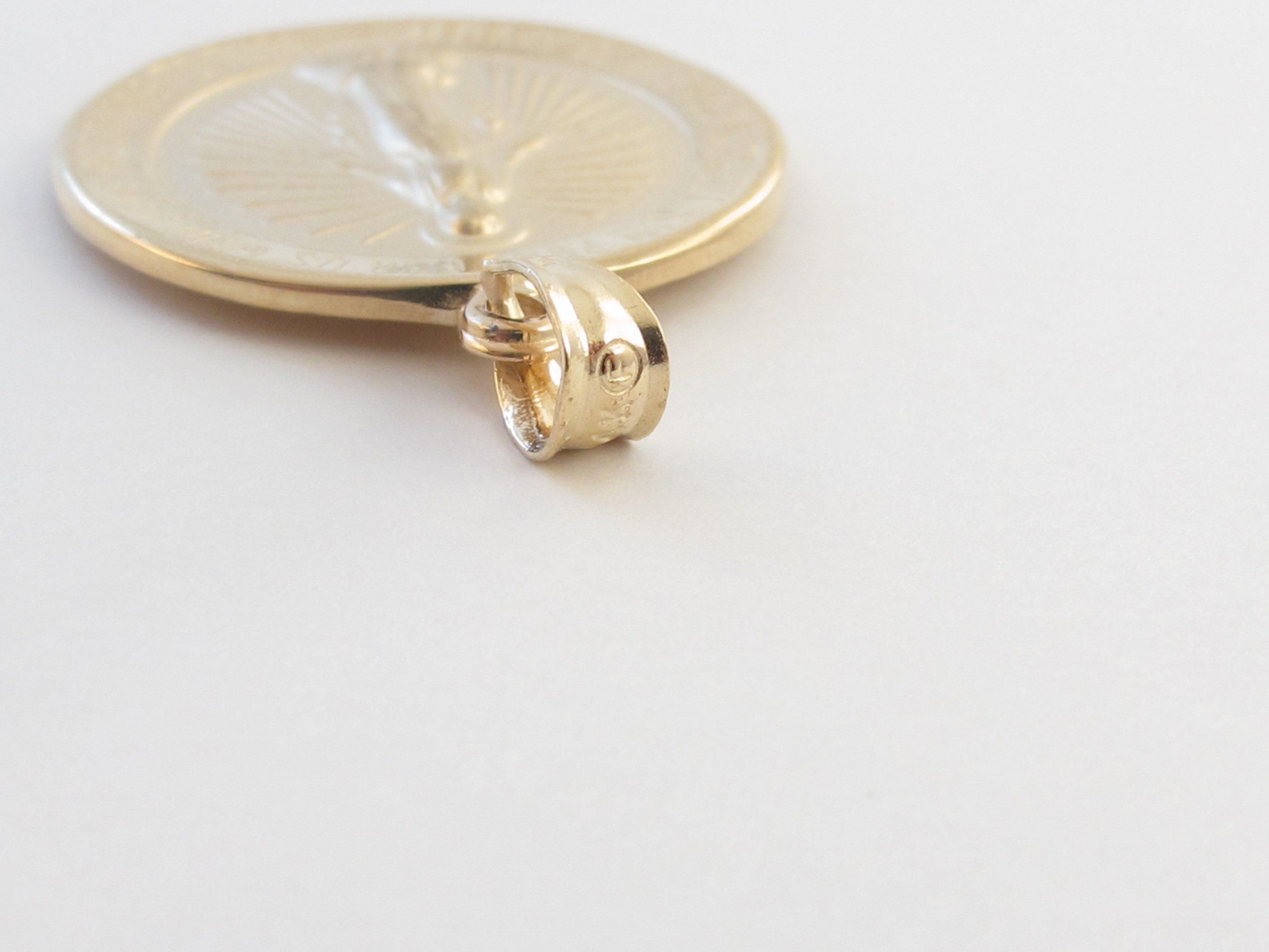 Real 14k Solid Yellow Gold Virgin Mary Charm Pendant - Miraculous Medal ...