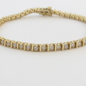 14k Yellow Gold Diamond Tennis Bracelet 7&quot; 2.00 carats - Wonderful Bar Style Tennis Bracelet
